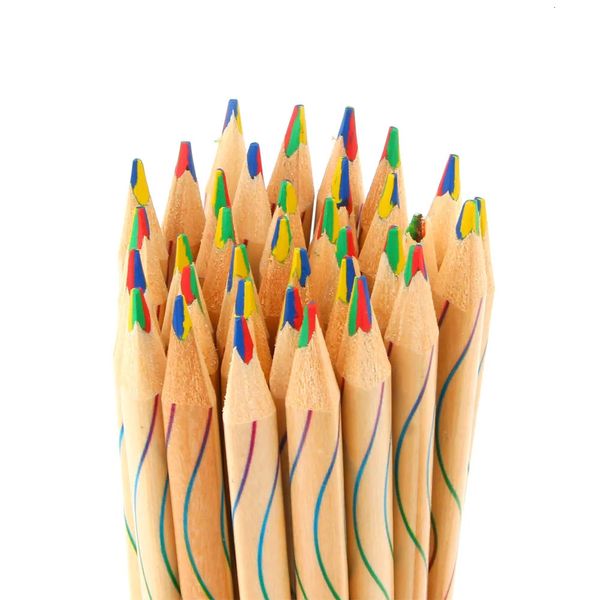 Stylos de peinture 10Pcslot bricolage mignon Kawaii crayon de couleur en bois bois arc-en-ciel crayon de couleur pour enfant école Graffiti dessin peinture 231023