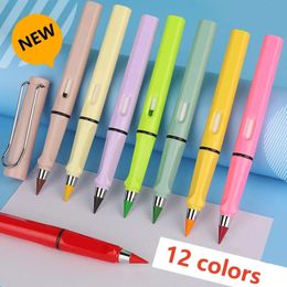 Stylos de peinture 12 crayons de couleur sans encre Kawaii stylo d'écriture illimité crayon infini école Art couleur croquis peinture papeterie 231023