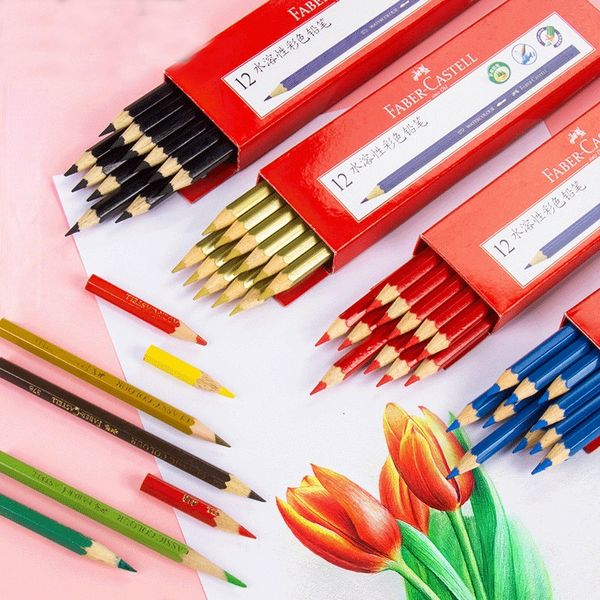Stylos de peinture 12pcsbox Ensemble de dessin au crayon de couleur professionnel Fournitures d'art scolaire Or Rouge Bleu Noir Quatre couleurs en option 230807