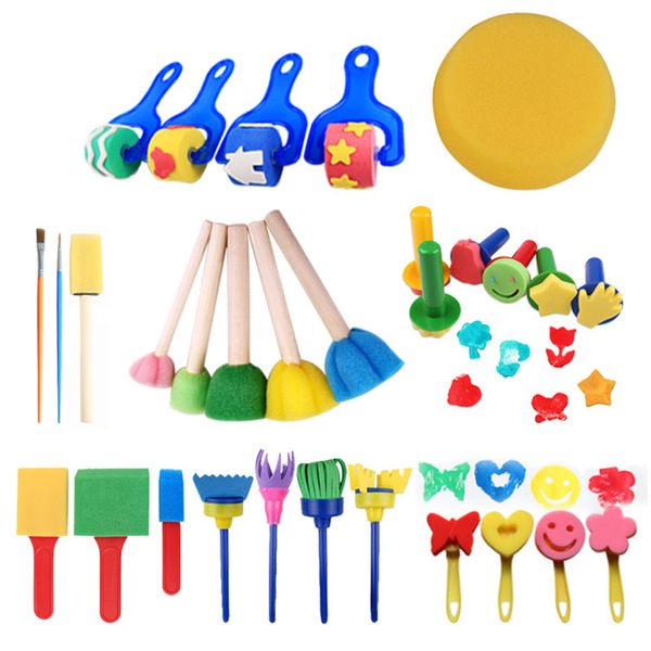 Plumas de pintura 30 unids Conjunto de pinceles para niños Diversión Niño Aprendizaje temprano Kit de esponja Material de seguridad Plásticos de espuma EVA no tóxicos 230826