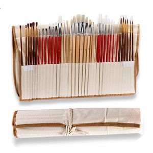 Stylos de peinture 38 pcsset pinceaux avec sac en toile étui long manche en bois cheveux synthétiques fournitures d'art pour huile acrylique aquarelle 221130