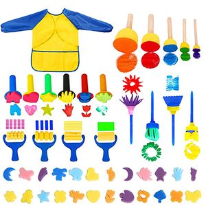 Schilderen Pennen 44Pcs Kids Spons Early Learning Kit Kind Verf Sets 30 Stuks Tekening Vormen Brushe 230706