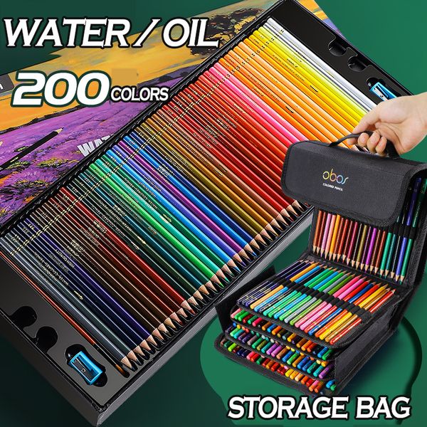 Stylos de peinture 4872120150200 Ensemble de crayons de couleur à l'huile professionnels Aquarelle Dessin crayons de couleur avec sac de rangement enfants de couleur 230807