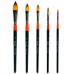 Plumas de pintura 5PCLot Alta calidad Taklon Hair Mango de madera 113Oval Acuarela Artista Pintura Filbert Art Supplies Brush 221130