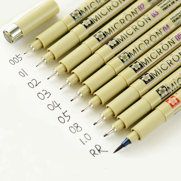 Stylos de peinture 9 pièces Pigment Liner Pigma Pen Fine Line Sketching Markers Different Tip Black Fineliner Stylographs Drawing Pens Supplier 230710