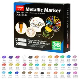 Rotuladores de pintura de doble punta, rotulador metálico permanente de 36 colores para hacer tarjetas, álbum de Rock, Metal, madera, cerámica, vidrio, cepillo medio 230818