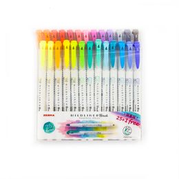 Stylos de peinture japonais WFT8 51525color Set MildLiner Soft Brush Pen Double-tête Doublure douce Surligneur Marqueur Stylo Fournitures scolaires 230710