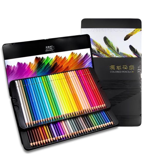 Stylos de peinture NYNOI 24364872120 Ensemble de crayons de couleur Huile professionnelle 37mm Recharge Boîte en fer blanc Graffiti Crayons de dessin pour fournitures scolaires 230807