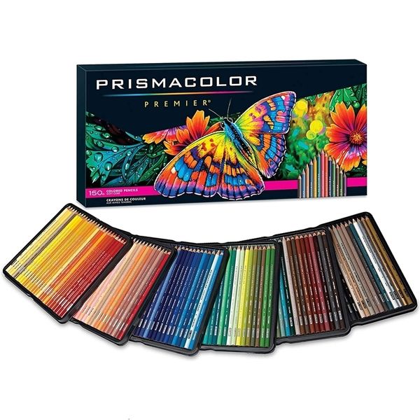 Stylos de peinture originaux Prismacolor Premier crayons de couleur 36 72 150 couleurs fournitures d'art pour dessin croquis coloriage adulte boîte en fer blanc 230807