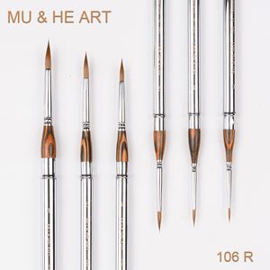 Schilderpennen Reizen Mini Pen Pure Kolinsky Haar Kunstenaar Aquarel Acryl Olie Penseel Zilver Cap Ronde Sable 106R MU HE ART 230826