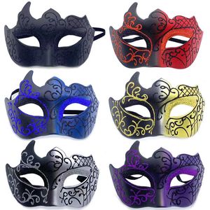 Schilderij Plastic Maskerade Maskers Man Cosplay Half Gezicht Oog Eva Crown Halloween Feestelijke Venetiaanse Kostuums Carnaval Pasen Dans Nachtclub Bruiloft Verjaardagsbal