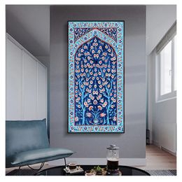 Schilderen prints traditionele Ottomaanse bloemenmuurkunst Afbeelding canvas poster Home Wall Decor Turkse tegel Tree of Life Watercolor Woo