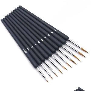 Painting Supplies 10Pcs/Set Miniature Paint Brushes Detail Brush Thin Hook Line Pen For By Numbers Oil Watercoloring Jk2101Xb Drop D Dhlao