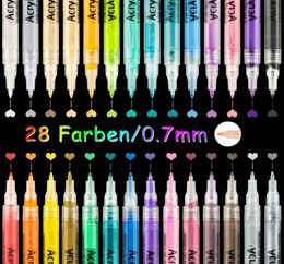 Fournitures de peinture stylo marqueur de peinture acrylique 28 marqueurs d'art Colorsset écrits sur toile métal céramique bois plastique Y2007097511770