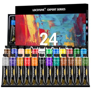 Suministros de pintura Pintura acrílica Locsyuve 1224 colores Tubo de 12 ml Juego de pintura acrílica Pintura para ropa de tela Pintura Pigmentos ricos para artistas 221128