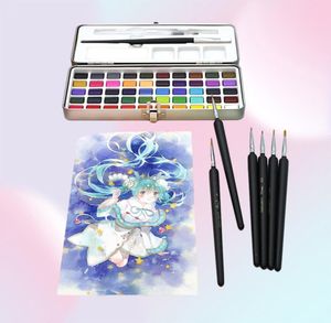 Supplies de peinture Seamiart 50color Aquarement solide peinture peinture de boîte en métal portable pigment aquarelle pour le dessin débutant watercolo9268578