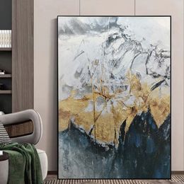 Schilderijen 100 handgeschilderde abstracte olieverfschilderij op canvas in woonkamer goud moderne muur kunst decoratief schilderen frameless 221006