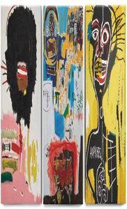 Peintures 3 panneaux toile jean michel basquiat cire art peinture imprimés pour décoration murale3195541