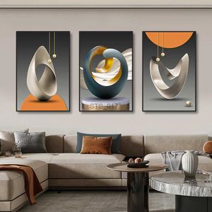 Peintures 3 pièces moderne géométrique mur art impressions sur toile de luxe abstrait œuvres peintures pour salon moderne chambre décoration murale photo