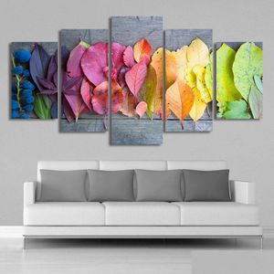 Pinturas 5 paneles Colorf Hojas Lienzo Impresiones Arte de la pared Paisaje de otoño HD Imágenes Pósteres para la sala de estar Decoración de la oficina No Homefavor Dhh8Y