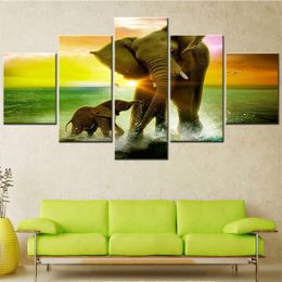 Schilderijen 5 stuks Esthetisch Home Decor Painting Happy Elephant Family Foto Modulaire Wall Art Canvas Print Kids Room Decoratie Artwork 230823