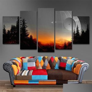 Schilderijen 5 stuks Boom Death Star Schilderij Woonkamer Prints Filmposter Thuis Modern Decor Modar Canvas Foto's Muurkunst 210310 Dr Dhdxa