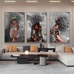Peintures abstraites fille africaine toile affiches et impressions symbole de musique femme noire art peinture photos murales pour la décoration de la maison 298y