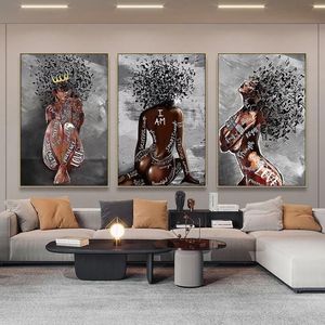 Peintures abstraites fille africaine toile affiches et impressions symbole de musique femme noire art peinture photos murales pour la décoration de la maison 286n