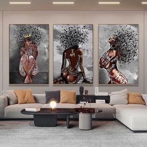 Peintures abstraites fille africaine toile affiches et impressions symbole de musique femme noire art peinture photos murales pour la décoration de la maison 1963