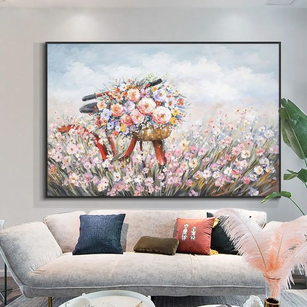 Peintures Abstrait coloré fleur peinture à l'huile 100% peint à la main sur toile moderne paysage peinture mur art pour salon décoration 231110