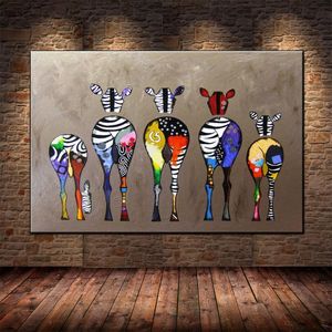 Pinturas Abstract Colorful Zebra HD Print On Canvas Painting Animal Wall Art Prints and Posters para la sala de estar Decoración del hogar Imágenes