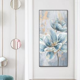 Peintures abstraites Lotus peinture à l'huile peinte à la main Texture épaisse toile mur Art fleur pour la décoration de la maison