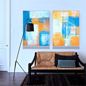 Schilderijen Samenvatting Noordse canvas schilderen Wall Art Home Decor Diy Minimalistisch blok Bright Poster House Slaapkamer Kantoor EL Achtergrond 230823