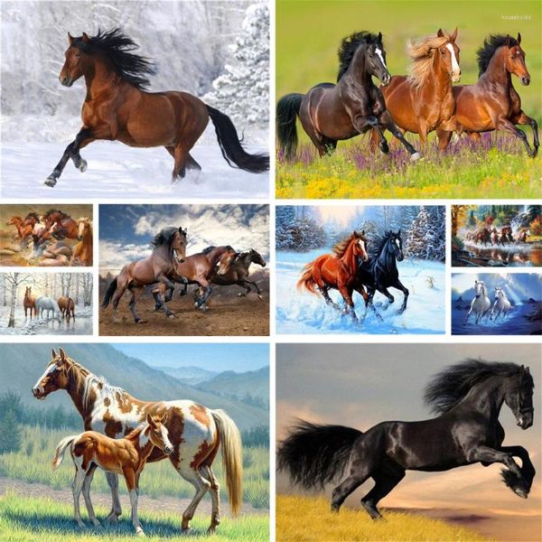 Pinturas Animal Horse DIY Pintura por números Kit completo Pinturas acrílicas 40 50 Pintura de lienzo Decoración para el hogar para adultos Dibujo Arte de la pared