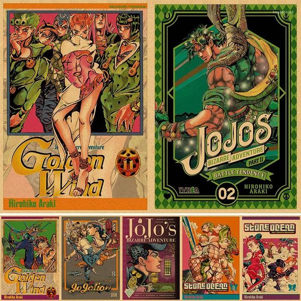 Pinturas Anime JoJo's Bizarre Adventure Poster Kraft Papel Acción JOJO Wall Art Decor Home Room Bar Pintura decorativa