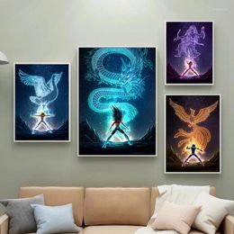 Pinturas Anime Manga The Zodiac Knight Pósteres e impresiones Phoenix Pegasus Cygnus Dragon Power Lienzo Pintura Mural para la decoración del hogar moderno