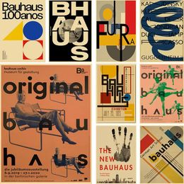 Pinturas de arte Bauhaus, estética Vintage, papel Kraft mate, cartel antiguo, pegatina de pared, decoración del hogar, pintura de Bar