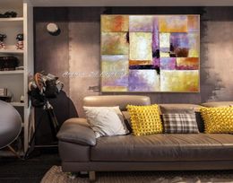 Peintures Arthyx peint à la main couleur abstraite pièce grille peinture à l'huile sur toile art moderne photo murale pour salon décoration de la maison 1052695