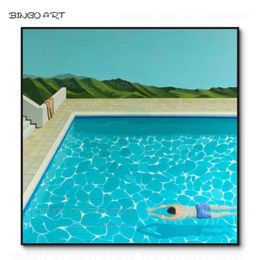 Schilderijen Kunstenaar met de hand geschilderd Hoge kwaliteit impressionistisch Zwemmen Olieverfschilderij Fine Art Speciaal Landschap Man183B