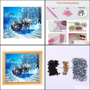 Peintures Arts Artisanat Cadeaux Maison Jardin Bricolage Diamant Peinture Scénique Point De Croix Cheval Ding Inachevé Strass Broderie Décor Lkt1