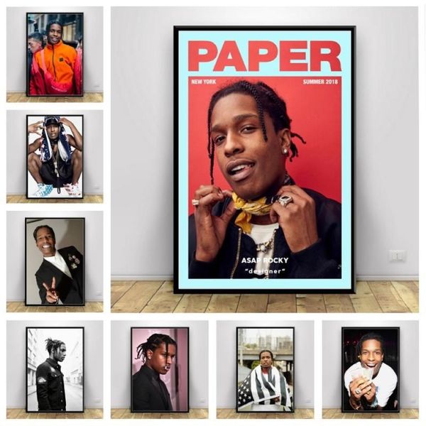 Pinturas Asap Rocky Rap Muziek Ster Hiphop Art Decor Foto Kwaliteit Canvas Schilderij Home Poster Living Bar Muur298q