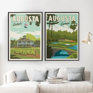 Schilderijen Augusta Pictures Georgia Golf Minimalistisch Retro Travel Giclee Poster Print Canvasa Painting Nordic Living Room Wall Art Decor 230105