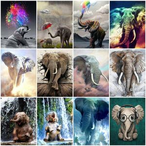 Pinturas AZQSD pintura por número Diy elefante lienzo pintura Kits decoración del hogar números al óleo Animal pintado a mano regalo