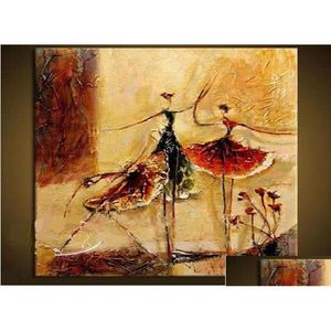 Peintures Ballet Dancers Peint à la main Moderne Décoration murale Figures Art abstrait Peinture à l'huile sur toile MTI Tailles disponibles Sine6693115 Dro Dhg54