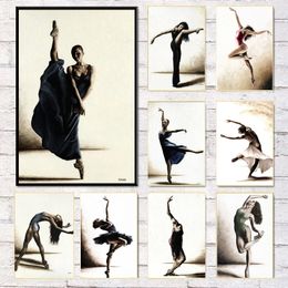 Schilderijen Ballet Grace Dansen Foto Home Decor Canvas Schilderij Wall Art Poster Europa Tekening Figuur voor Retro Minimalistische Woonkamer 231114