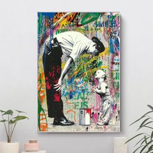 Schilderijen Banksy En Jongen Canvas Graffiti Street Art Posters Prints Muur Foto Cuadros Voor Woonkamer Home Decoration222l