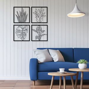 Peintures Beekbing 4pcs Metal Plant Wall Art Lignes minimalistes Artisanat Décor d'événement pour la décoration de la maison 10inx10in 221006