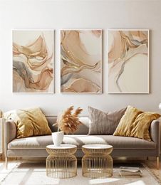 Schilderijen beige marmeren poster canvas schilderen Noordse moderne mode abstract gouden luxe woningdecor wall art print voor woonkamer1418205