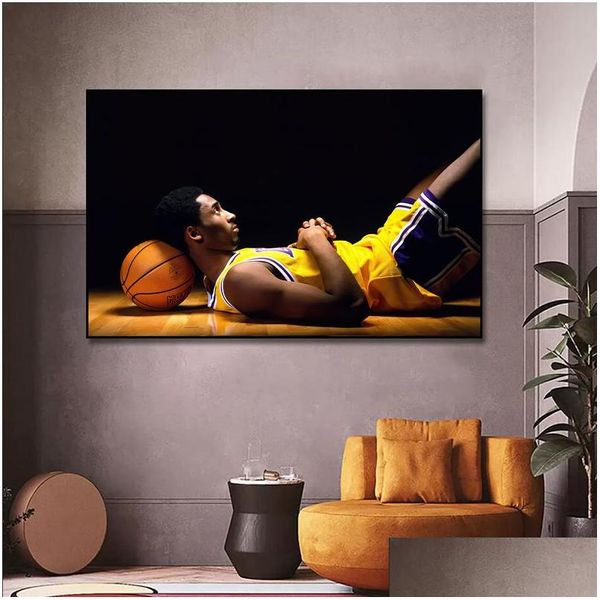 Peintures Black Mamba Mentality Affiches Wall Art Basketball Legend Player Toile Prints Peintures Image pour la décoration de la maison Drop Del Dhlhk