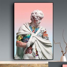 Schilderijen ca schilderen abstracte vaporwave scpture van david moderne posters print muur kunstfoto voor woonkamer thuis decor cuadros dr dhwbs